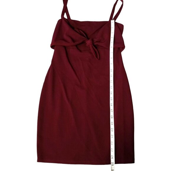 Blue Blush Tie Front Mini Dress Maroon sz M Cocktail Party Graduation Night Out - Picture 7 of 12
